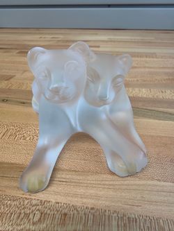 Lalique Crystal Puppies Figurine
