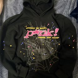 P*NK black spider hoodie