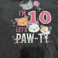 10th Birthday Cat Lover Shirt Let’s Pawty Sz S 