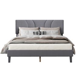 Full Platform Bed Mattress Not Included (Dark Gray)