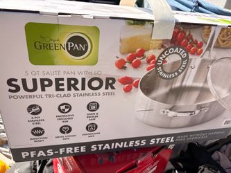 GreenPan Superior 5 Qt Stainless Steel Sauté Pan with Lid