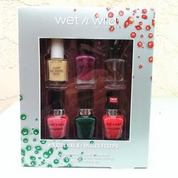 NEW Wet n Wild Salon Nails Gift Set - 4 Megalast Nail Polish Colors (0.45 fl. oz. ea.), 1 Magalast Saving Base (0.35 fl. oz) & 1 Hard As Ice (0.35 fl.