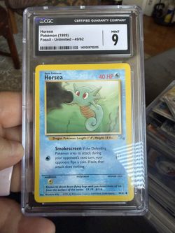 CGC Graded Horsea Pokémon Card 1999 Fossil Unlimited Mint 9