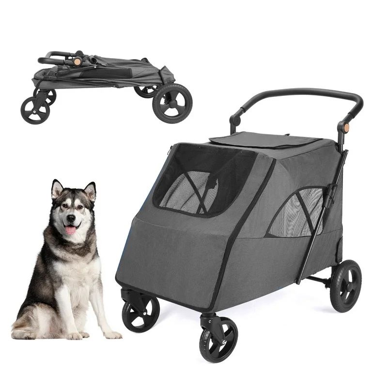 Pet Dog Stroller for Large Dogs - Wedyko Foldable Jogger 4 Wheels Pet Stroller with Adjustable Hand