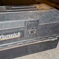 Vintage Fenwick Tackle box Fishing Tackle Chest Storage Fish Hook Compartment Please Read 