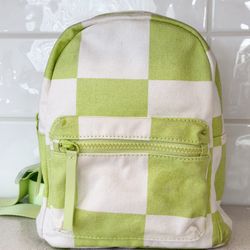 Forever 21 Magdalena Del Mar Checkered Pattern Mini Backpack Neon Green 