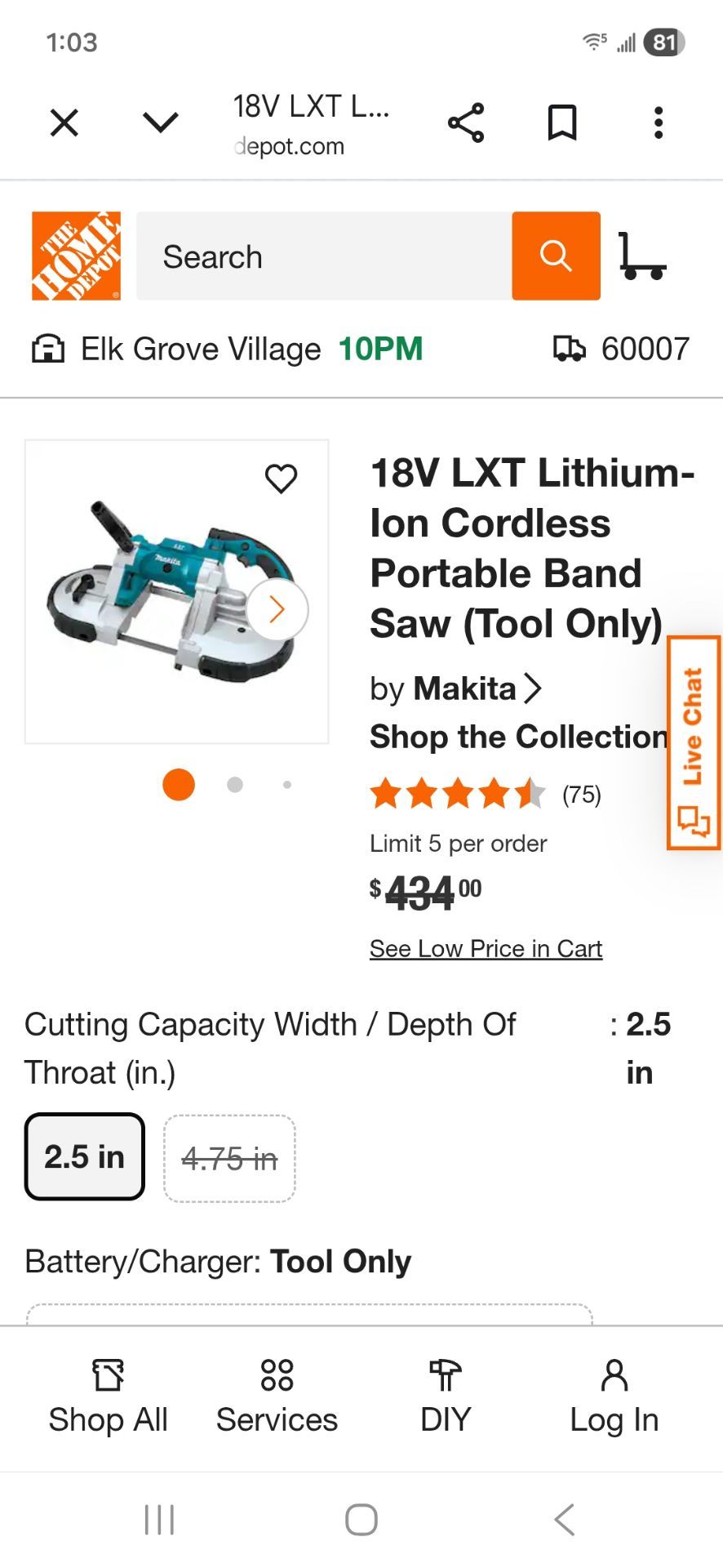 Makita band saw XBPO2Z