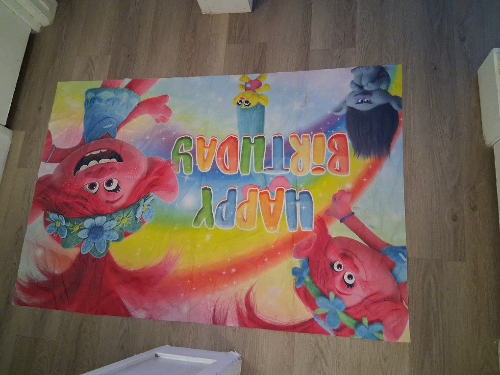Trolls Happy Birthday Banner