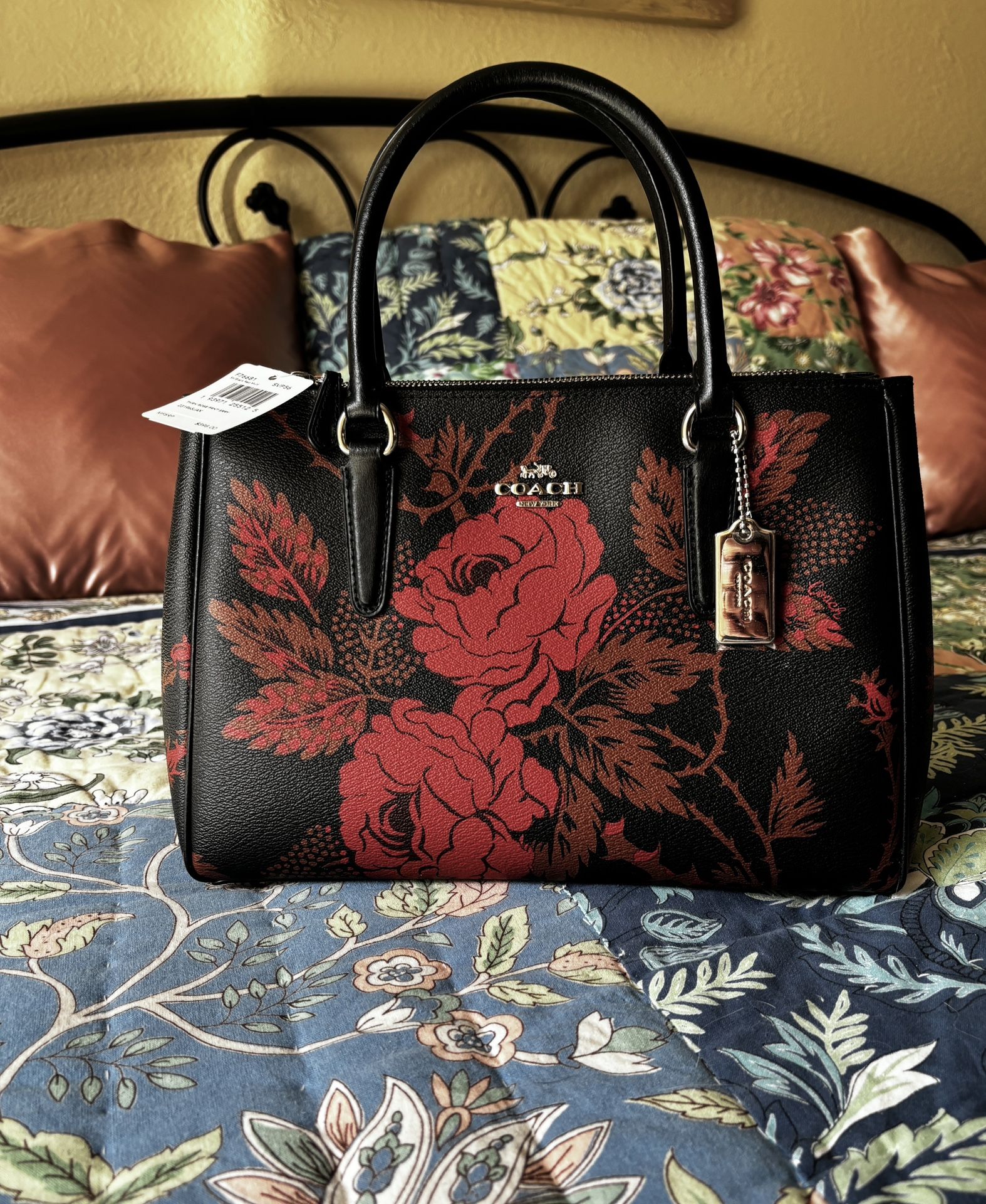 Coach Purse, Thorn Rose, Black, Red