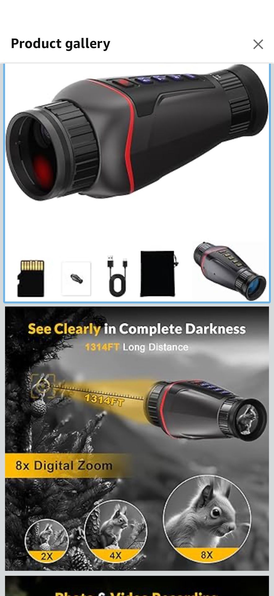 4K Digital Night Vision Monocular, 1314FT Full Dark Distance, Photo & 4K Video Recording, Manual Focus & Diopter, Night Vision Goggles with Infrared I