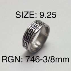 Stainless Steel Ring Band For Men & Women: Size-9.25/RGN-746-3