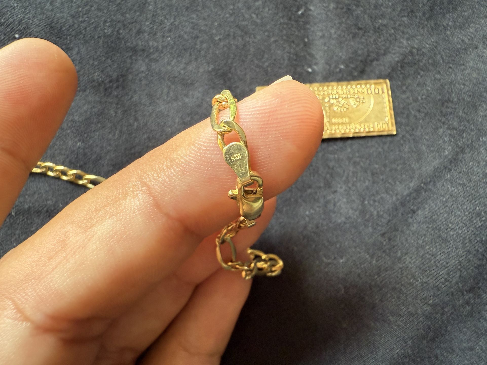 Gold Chain 10k Solid +10k Pendant Dollar Bill