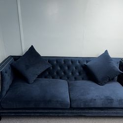 Navy Blue velvet sofa -Z gallerie