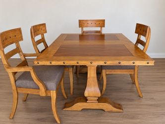 Large Real Wood Dining Table + 4 Chairs – 74” x 46”
