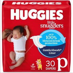 Huggies Premie Diapers, Little Snugglers Baby Diapers, Size Preemie (Up To 6 Lbs), 30 Count