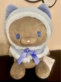 Fukuya Hooded Cape Kitty Plush Blue Poncho Round 1 Exclusive NWT