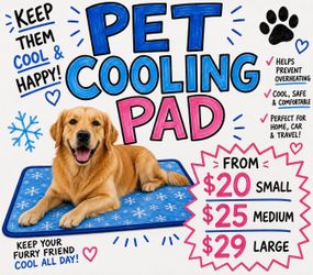 Pet Cooling Gel Mat 25x20 Blue – Self Cooling Pad for Dogs & Cats – Crate Bed Kennel