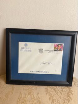 Richard Nixon SIGNED Elvis Stamp First Day Cover - Beckett COA Framed