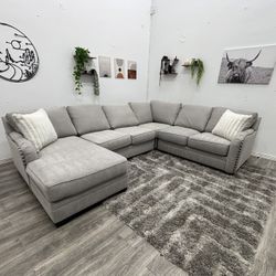 Living Spaces Grey Sectional Couch - Free Delivery 