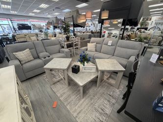 2 pc Gray Power Recliner Sofa & Loveseat Set
