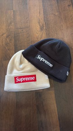Supreme Beanie, New Era FW 2024, set of black and beige, PRE-owned.