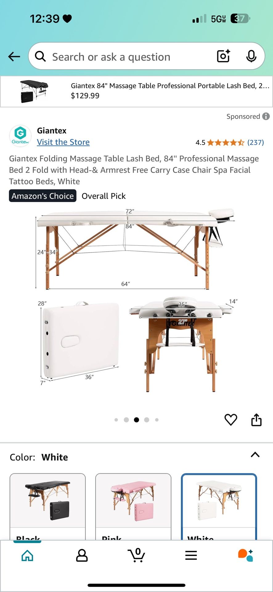 Giantex White Massage Table