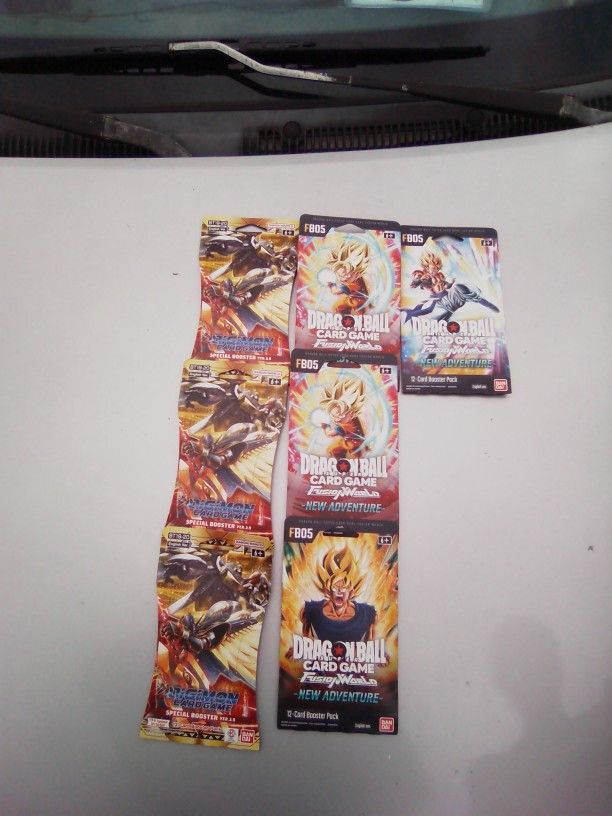 (3) Packs Of New Digimon/(4) Pls Of New Dragon Ball Z