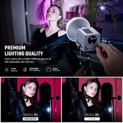 NEEWER HS60B Mini Video Light with App Control, 60W Handheld Portable Bi Color COB LED Continuous Output Lighting with 35000lux/1m 2K 0-100% P