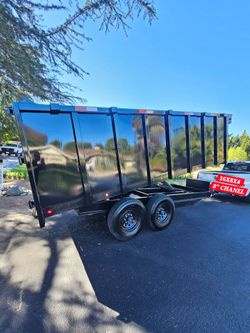 SUPER HEAVY DUTY DUMP TRAILER 16X8X4 UNDER FENDERS 18 PLY TIRES,8000 LBS AXLES,ELECTRIC BRAKES 4 WHEELS, TOOL BOX,LED LIGHTS, ROLLING TARP, SET RAMPS,