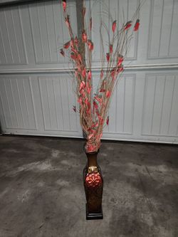 Burgundy And Brown Vase with Decor 