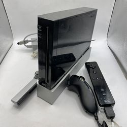 Black Nintendo Wii Console W GameCube Support All Wires Control