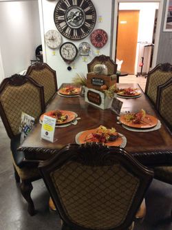 7 Piece Formal Dining Set - Cherry Finish (NO CREDIT CHECK FINANCING)