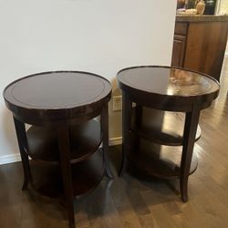Oval mahogany end tables