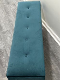 Modern Velvet Storage Ottoman Bench with Gold Base & Nailhead Trim