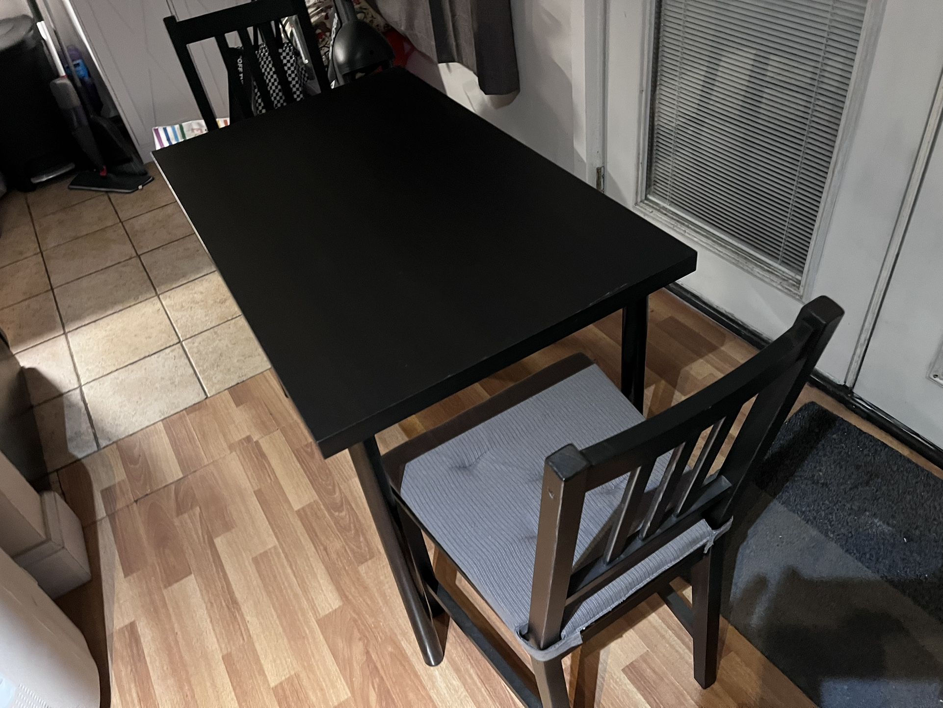IKEA Dining Table With Two Chairs Black/Brown