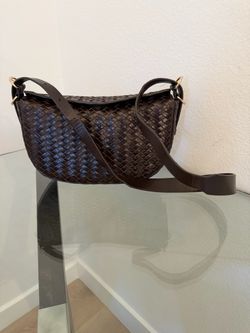 & Other Stories Brown Woven Leather Shoulder Crossbody Bag