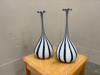 Unique Decorative Striped Glass Bud Vases (Set of 2)
