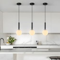 NEW 3-Pack Black Globe Pendant Lights