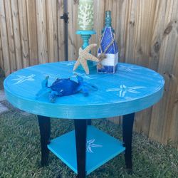 Teal Round Side Or Coffee Table 