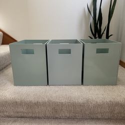 3 Wood Sage Green Crates Containers