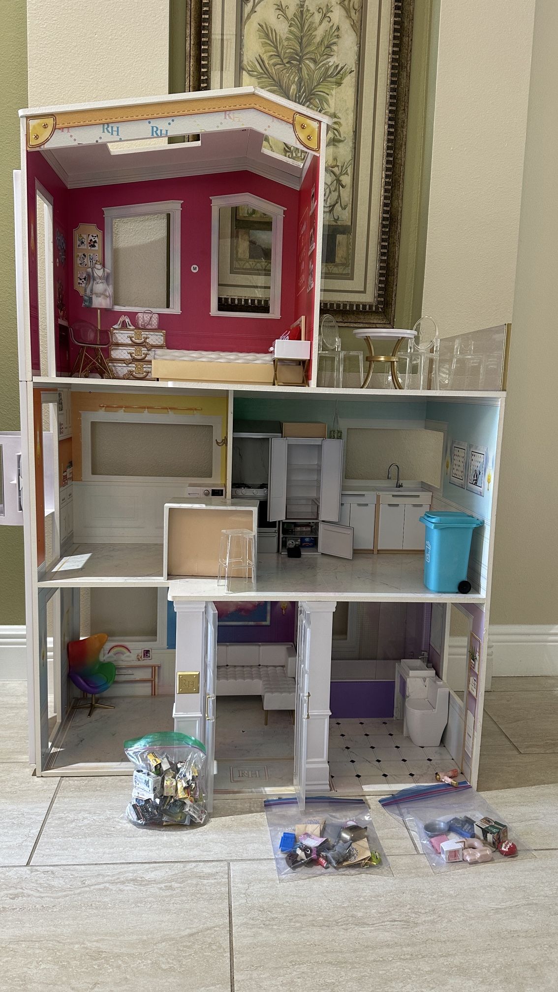 RAINBOW HIGH DOLL HOUSE 3 Stories 4 Feet & POOL WITH ALL ACCESSORIES Girl Toy Fun