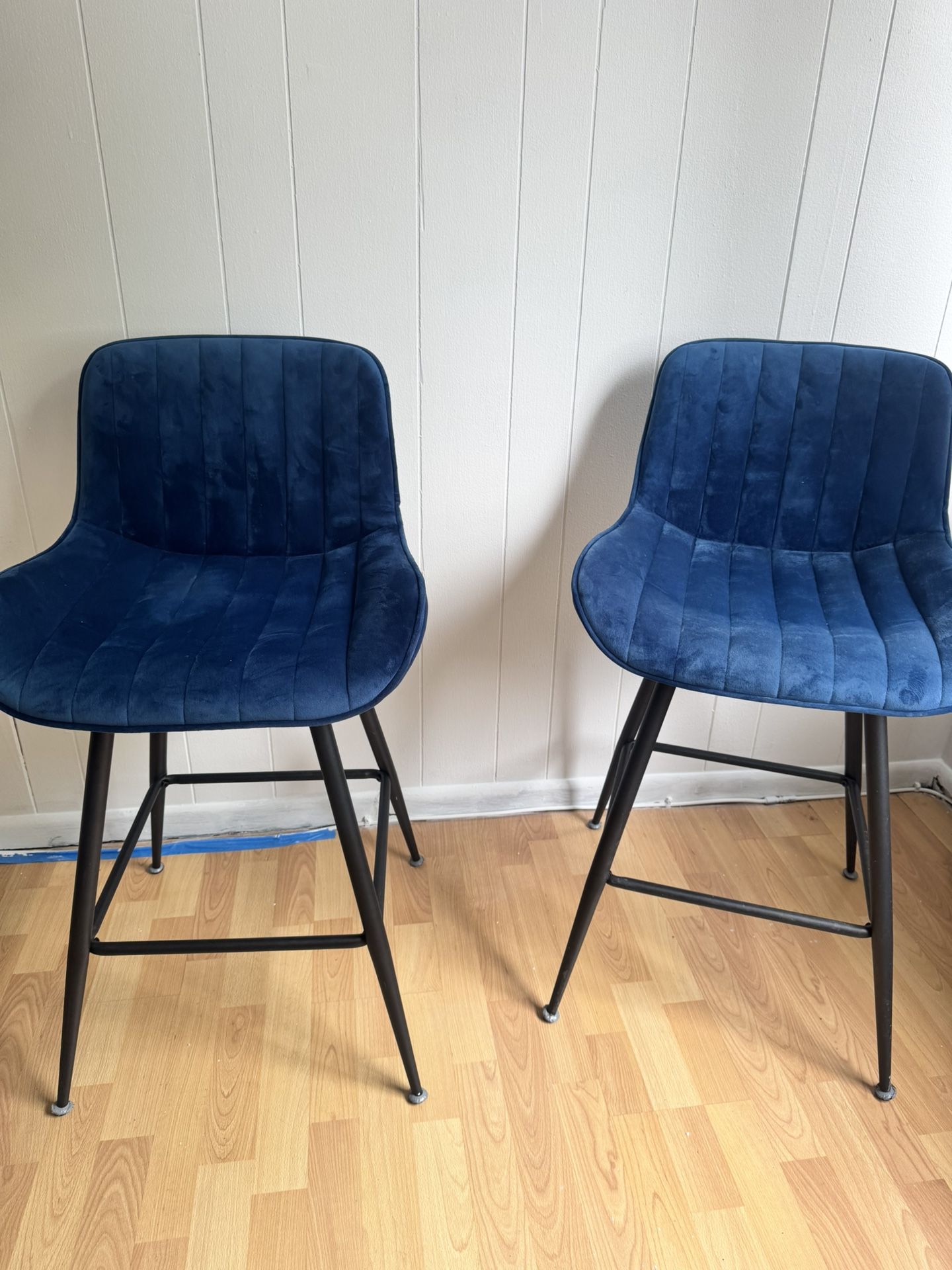 Blue velvet bar stools