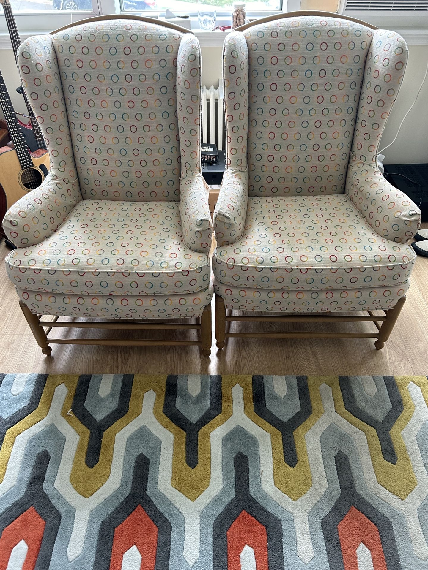 Pair Of Custom Wingback Chairs