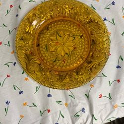 vintage amber dessert plate
