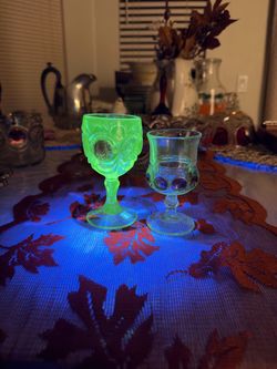 Uranium Glass Goblets Set of Two