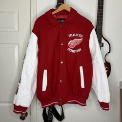 XL Vintage DETROIT RED WINGS 10X STANLEY CUP CHAMPIONS Mens Varsity Jacket  G3