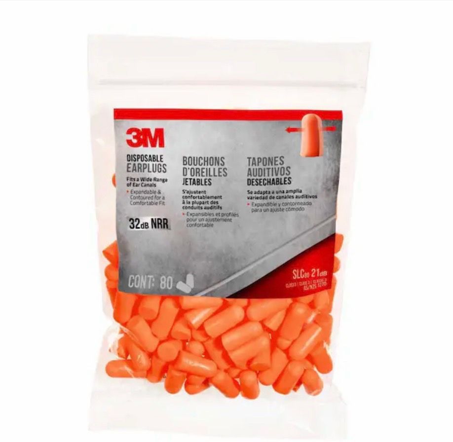 3M Orange Disposable Ear Plugs 80-Pack