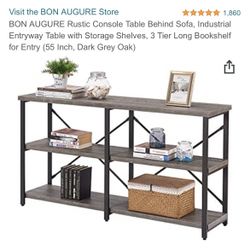 Console Table Dark Grey Oak+black