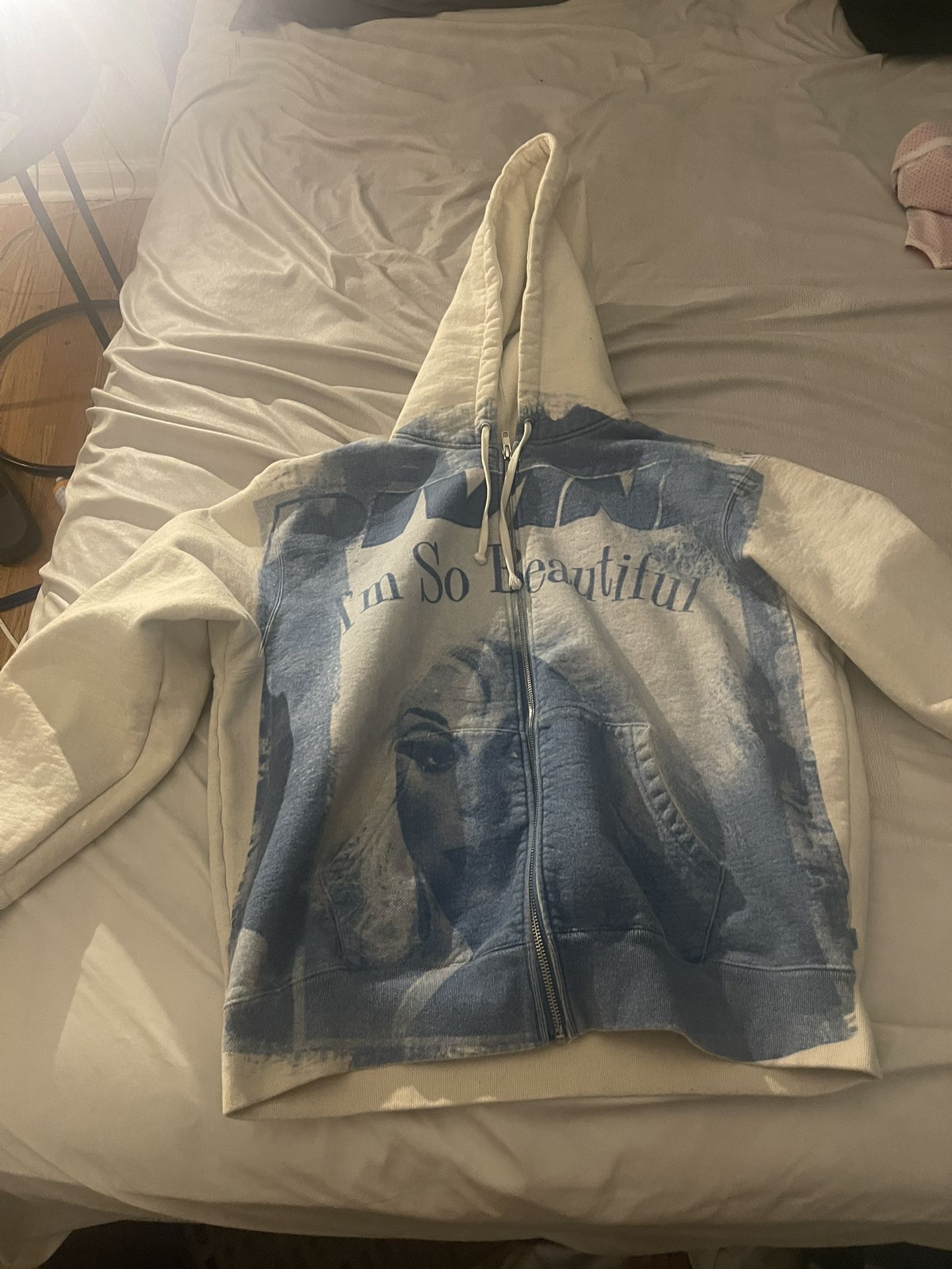 Supreme “so Beautiful” Size Medium Zip Up Hoodie Blue 