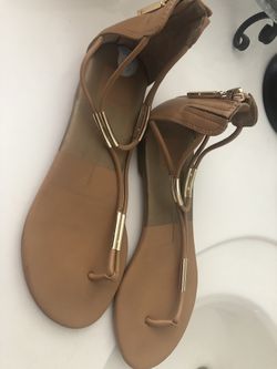 Sandals size 7 $8 bikini size top XL and bottom L $10